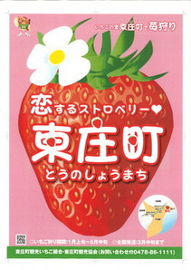 恋するストロベリー東庄町の文字とイチゴのイラスト