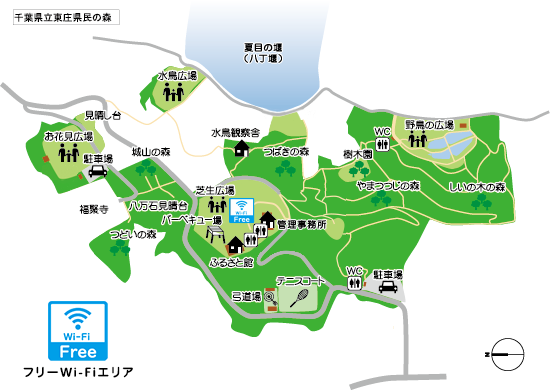 東庄県民の森の施設マップ