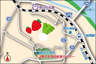 東庄町学校給食センター付近の地図